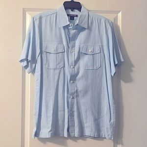 Michael Kors short sleeve light blue button up